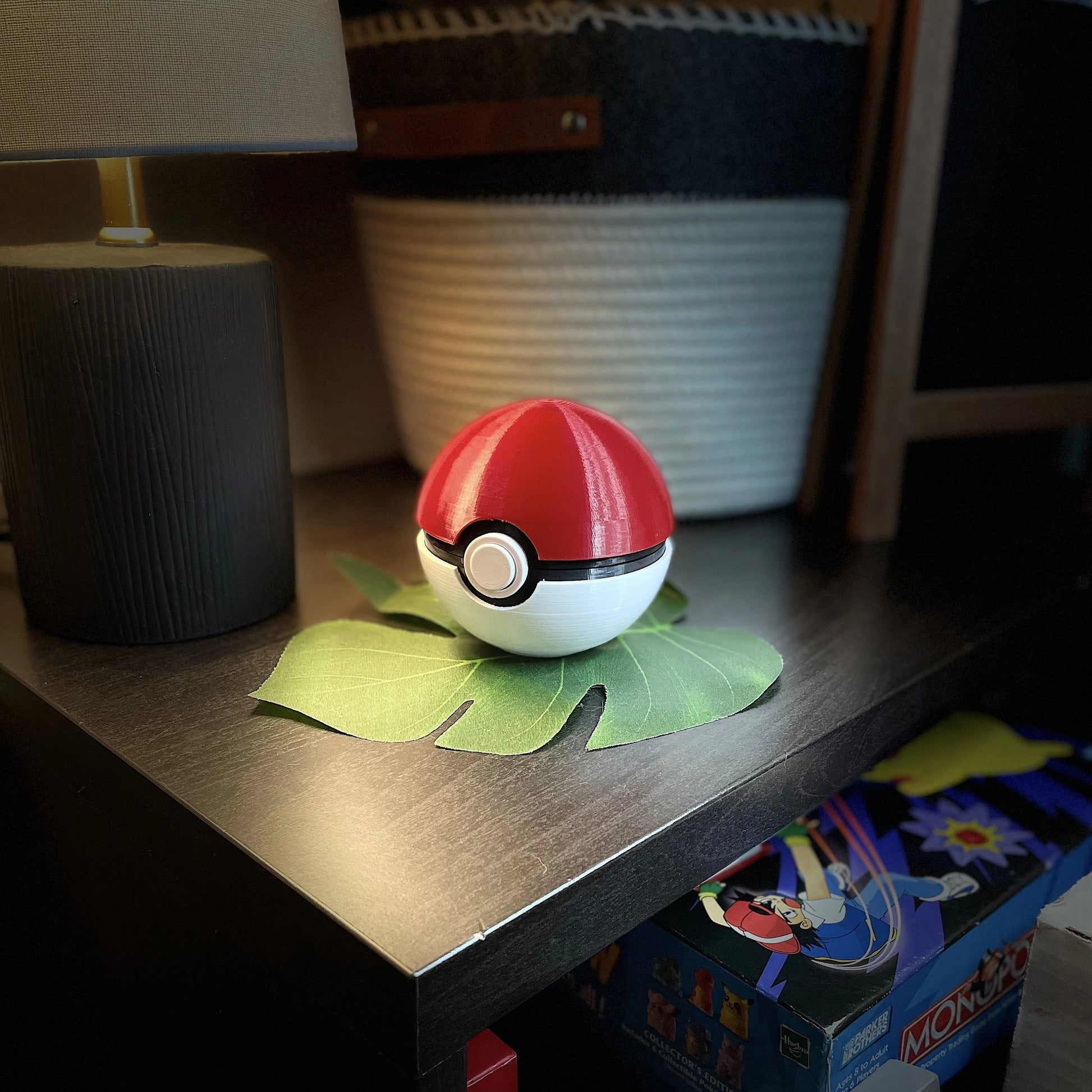Original Style Pokeball Nintendo Switch Game Case sitting closed on a table.