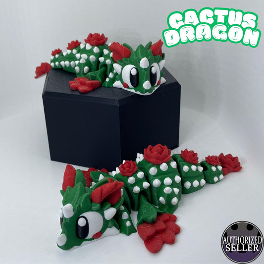 Cactus Dragon, Articulated 3D Printed Flexi Dragon, Desert Creature Toy & Desk Decor