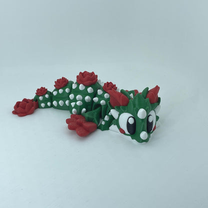 Cactus Dragon, Articulated 3D Printed Flexi Dragon, Desert Creature Toy & Desk Decor
