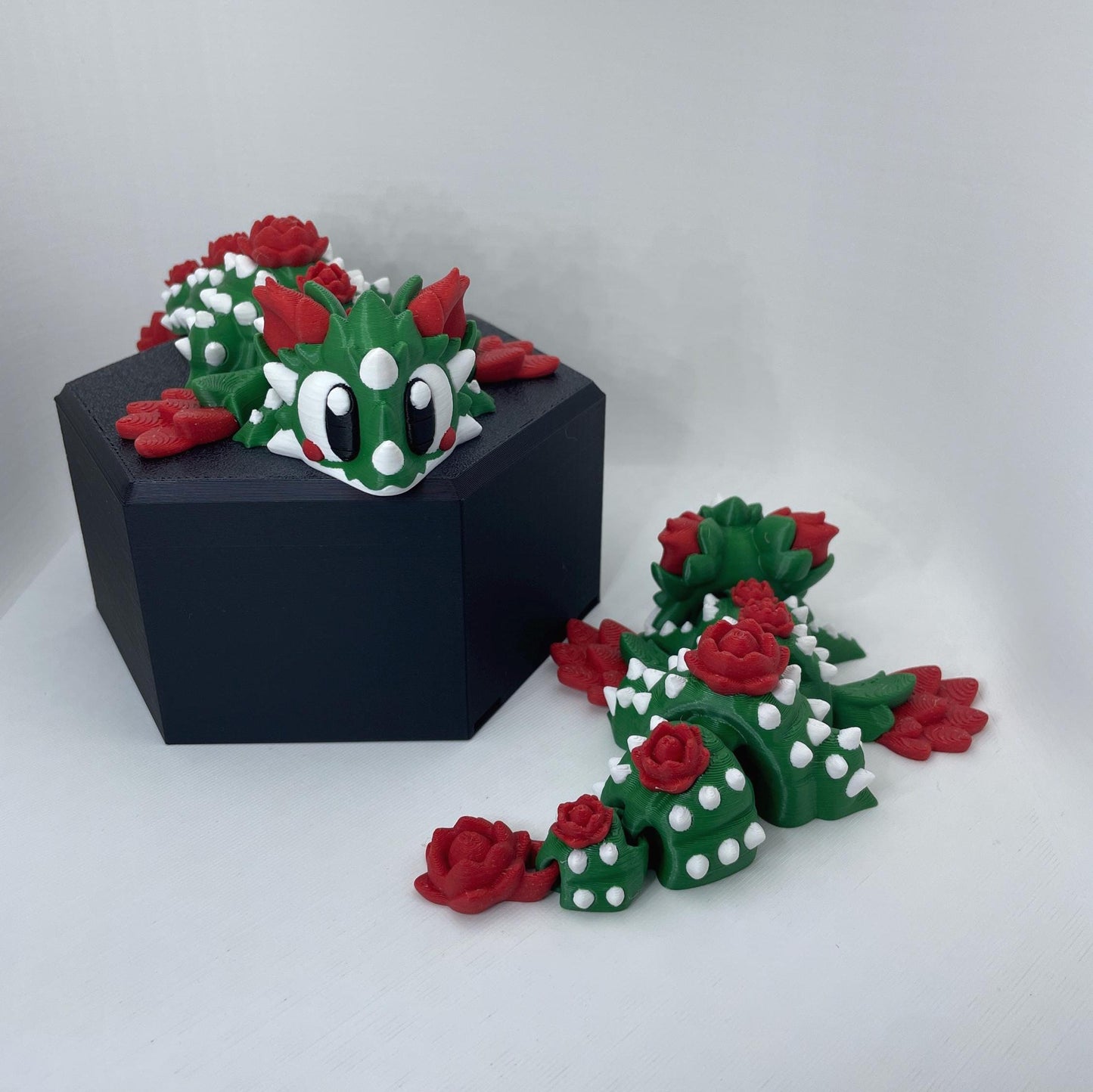 Cactus Dragon, Articulated 3D Printed Flexi Dragon, Desert Creature Toy & Desk Decor