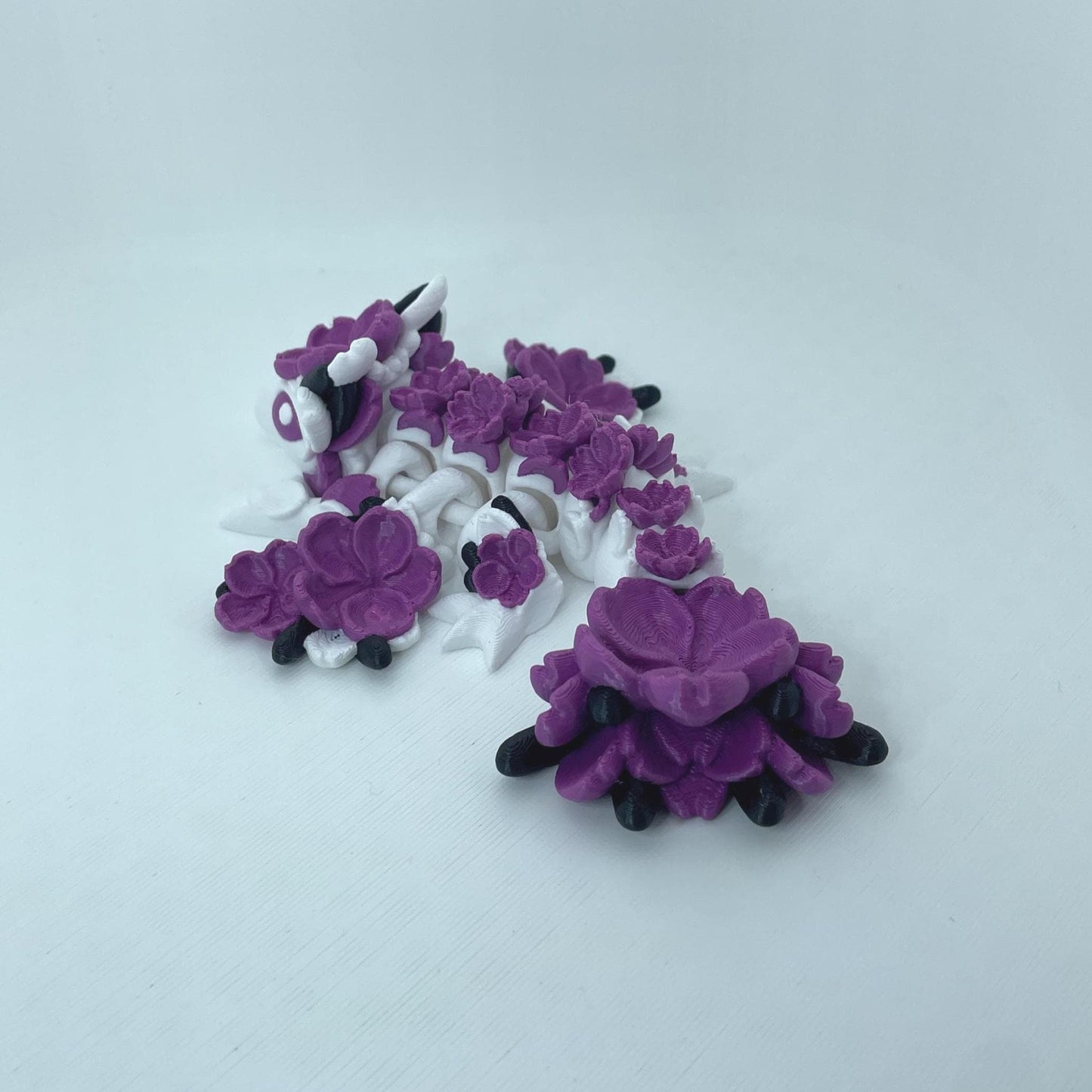 Cherry Blossom Dragon, Articulated Flexi Dragon, Sakura Fantasy Desk Toy & Kawaii Gift